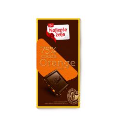 Najlepše Želje Selection crna čokolada 75% kakaa pomorandža 75g
