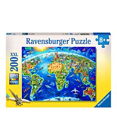 Puzzle Karta sveta sa znamenitostima 200 komada