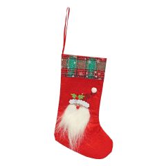 Novogodišnja dekoracija - ukrasna čarapa crvena